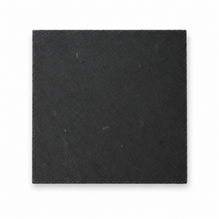 Coupelle carrée en ardoise naturelle de 10 × 10 cm sur fond blanc
