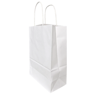 Sac cadeau blanc Miaou Candle, vue de côté, 18 × 8 × 23 cm